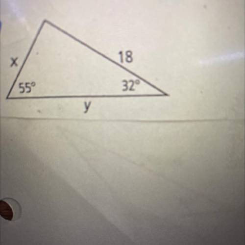 Use the law of sines to find the values of x and y. round to the nearest tenth.