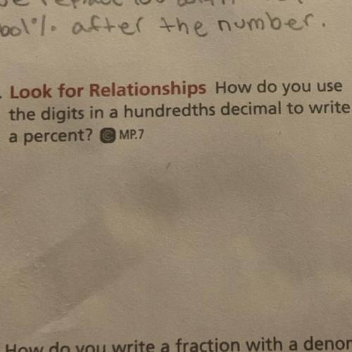 How do you use the digital in a hundredths decimal to write a percent