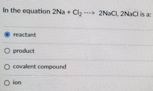 The equation 2Na + Cl2 ---> 2NaCl, 2 NaCl is a:​