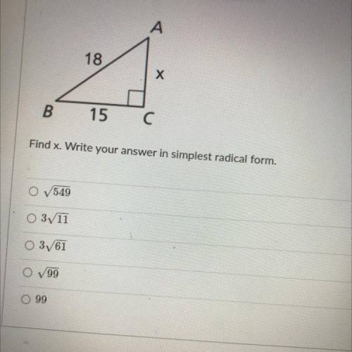 Find x. Write your answer in simplest radical form.