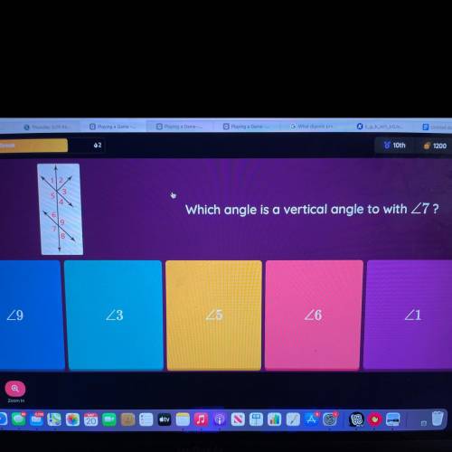 Which angle is a vertical angle to with <7?