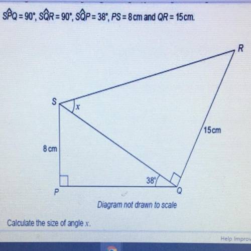 The diagram shows two right-angled triangles, joined together along a common side.

Calculate the