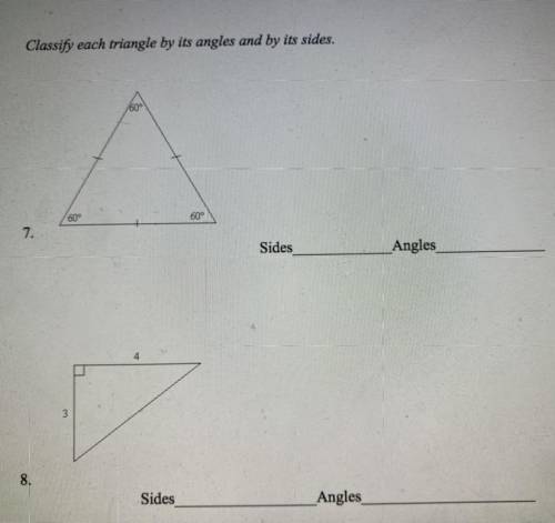 Classify each triangle by its angles and sides, PLEASE HELP!!