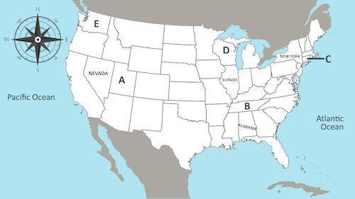 Which state is located at point C?

A) Utah
B) Tennessee
C) Connecticut
D) Wisconsin