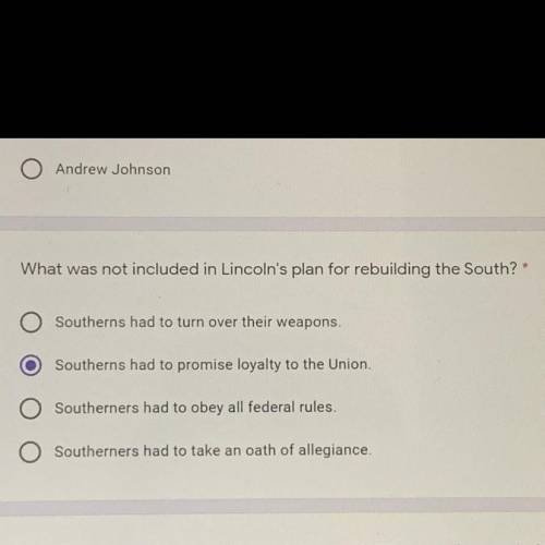 What was not included in Lincoln's plan for rebuilding the South? Please help! (No link please)