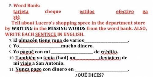 Need help with spanishh can anyone help plz :(((
