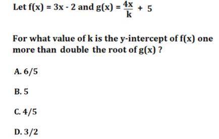 For what value of k is the 7-intercept of f(x) one more than double the root of g(x)?