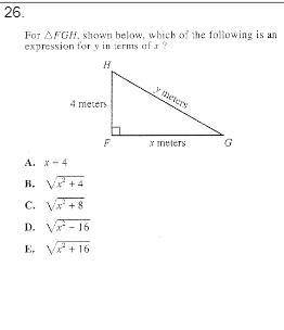 For FGH shown below, which of the following is an expression for y in terms of x?