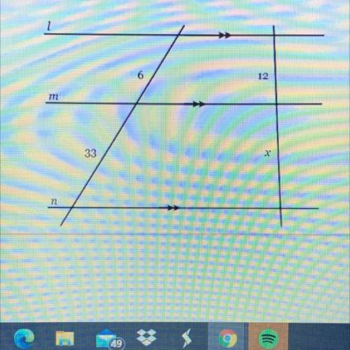 Answes for l, m and n are all parallel and cut by two transversal lines, find the value of a.

6
1