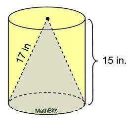 The diagram shows a right circular cylinder and a right circular cone with congruent bases and equa