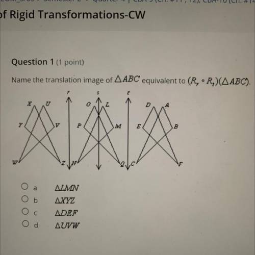 Name the translation image of ABC equivalent to (Rr ° Rt)(ABC)