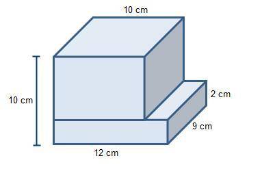 What is the volume of the figure below, in cubic centimeters?

756
936
1,008
1,080