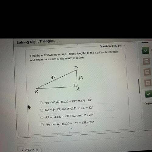 Find the unknown measures. Round lengths to the nearest hundredth and angle measures to the nearest