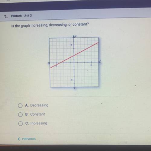 Is the graph increasing, decreasing, or constant?
ASAP OLZ HELP