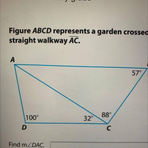 Figure ABCD represents a garden crosses by straight walkway AC.