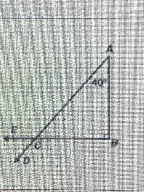 In the figure, triangle ABC is a right triangle and m of angle A = 40 degrees. What is the measurem