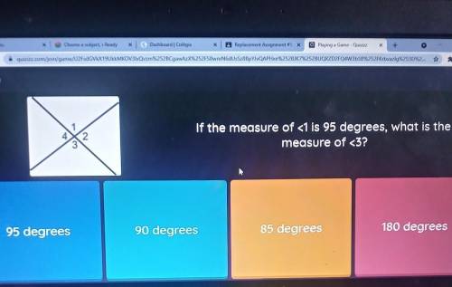 If the measure of <1 is 95 degrees what is the measure of <3.​