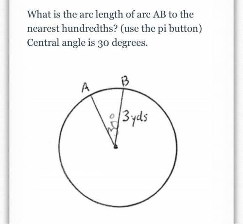 Using the picture above what is the arc length of AB to the nearest hundredths?