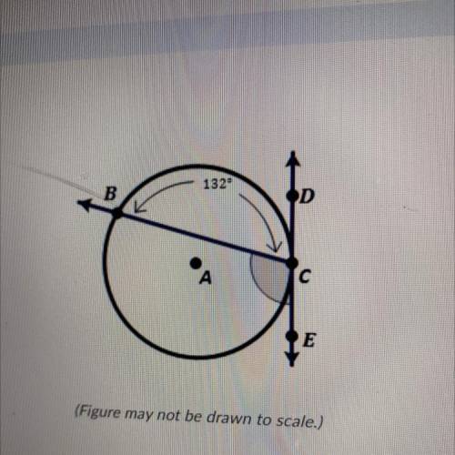 Based on the measures provided in the

diagram and that line DE is tangent to the
circle, determin