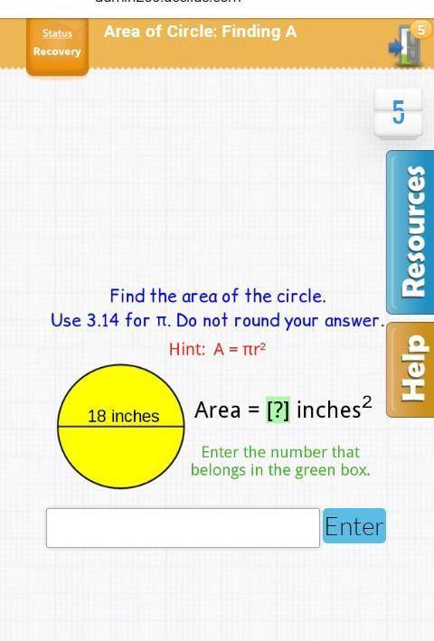 AREA OF A CIRCLE HELP PLS​