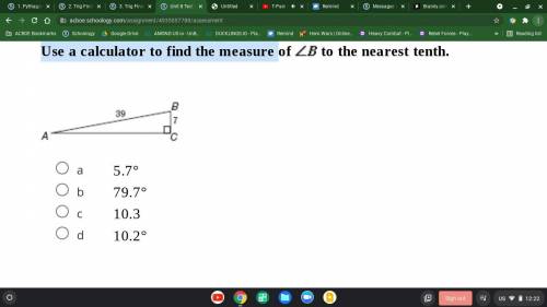 Please Help Use a calculator to find the measure of