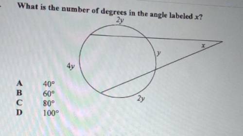 What is the number of degrees in the angle labeled x?​
