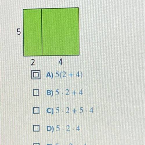 Select all the expressions that represent the area of the large, outer rectangle