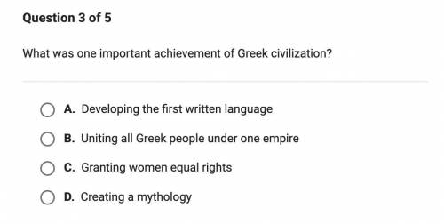 What was one important achievement of Greek civilization?