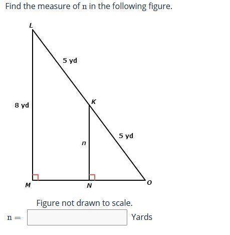 Find the measure of n in the following figure