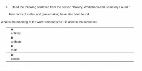 What is the meaning of the word “remnants” as it is used in the sentence? May someone explain why y