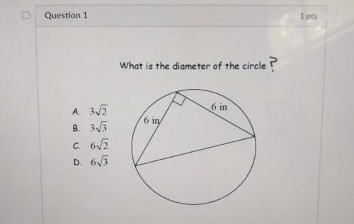 What is the diameter of the circle? 6 in 6 in marking brainliest and giving thanks to all