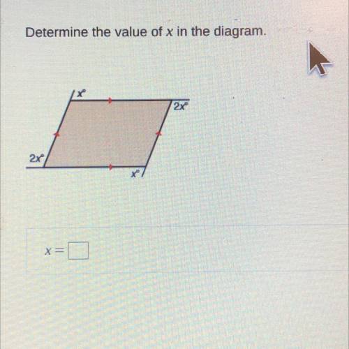 Determine the value of x in the diagram