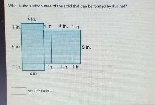 What is the surface area of the solid that can be formed by this net? 4 in. 1 in. 11 in. 4 in. 1 in