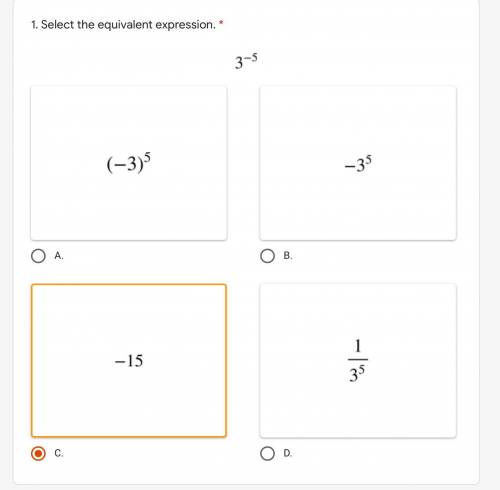 What is equivalent to 3^-5