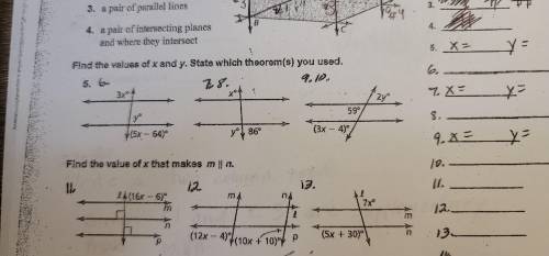 Find the values of x and y. State which theorems you used