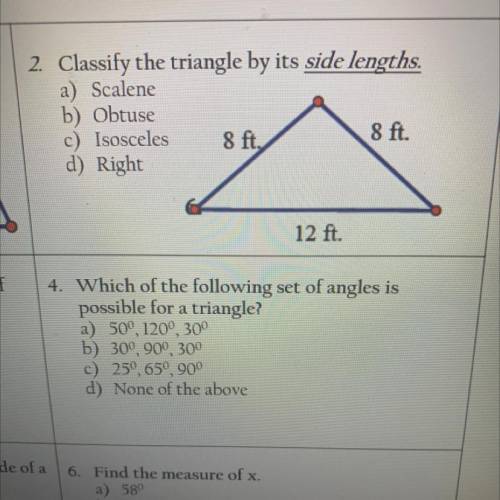 Which of the following set of angles is possible for a triangle