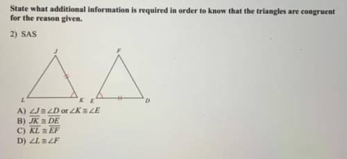 What information is required to know that the triangles are congruent