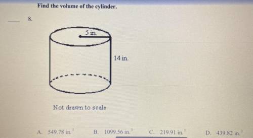 Can someone help please? find the volume of the cylinder
