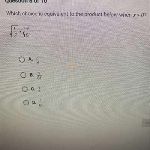 Which choice is equivalent to the product below when x > 0