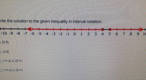 Write the solution to the given inequality In Interval notation. ​