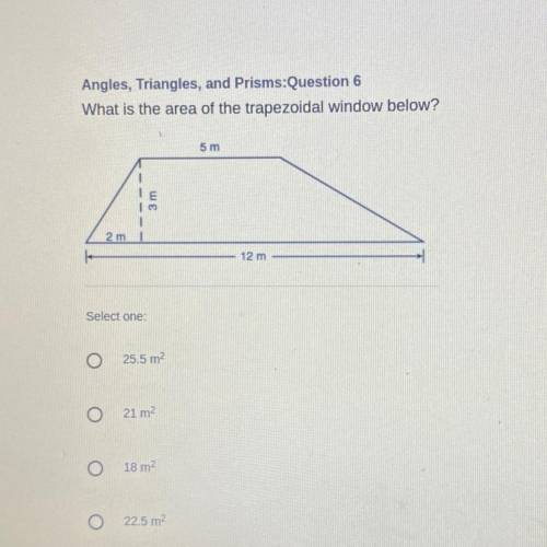 What is the area of the trapezoidal window below?