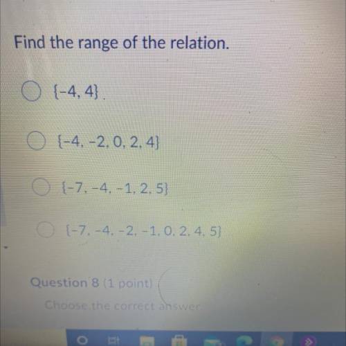 Find the range of the relation.