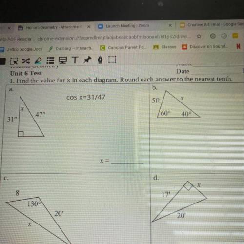 20 points someone please help me find x for each one