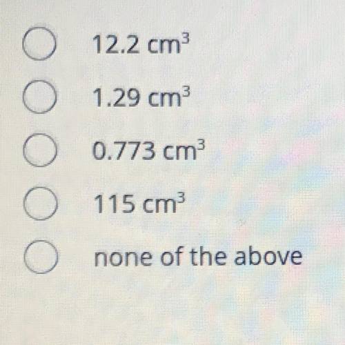 What is the volume of a 12.2 g piece of metal with a density of 9.43 g/cm??