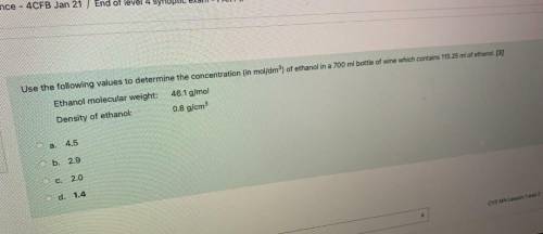 PLEASE HELP ETHANOL CONCENTRATION IN WINE BOTTLE