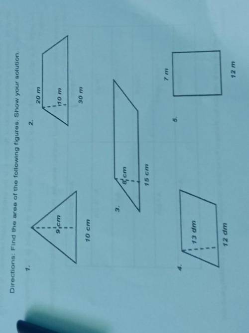 Find the area of the following figures. Show your solution

pls answer this I need this right now.