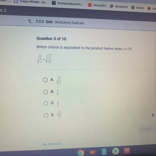 Help
Which choice is equivalent to the product below when x > 0