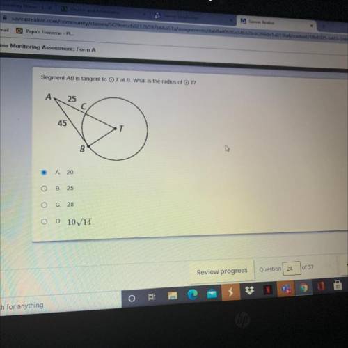 ILL GIVE BRAINLIEST 
Segment AB is tangent to O T at B. What is the radius of OT?