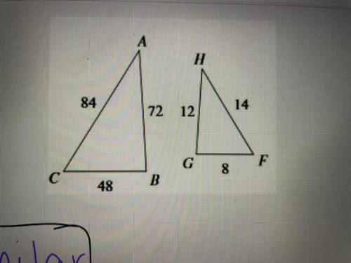Are the two triangles in the image above similar? If so then what is the correct postulate: SSS, SA