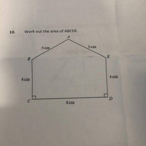 Work out the area of ABCDE.